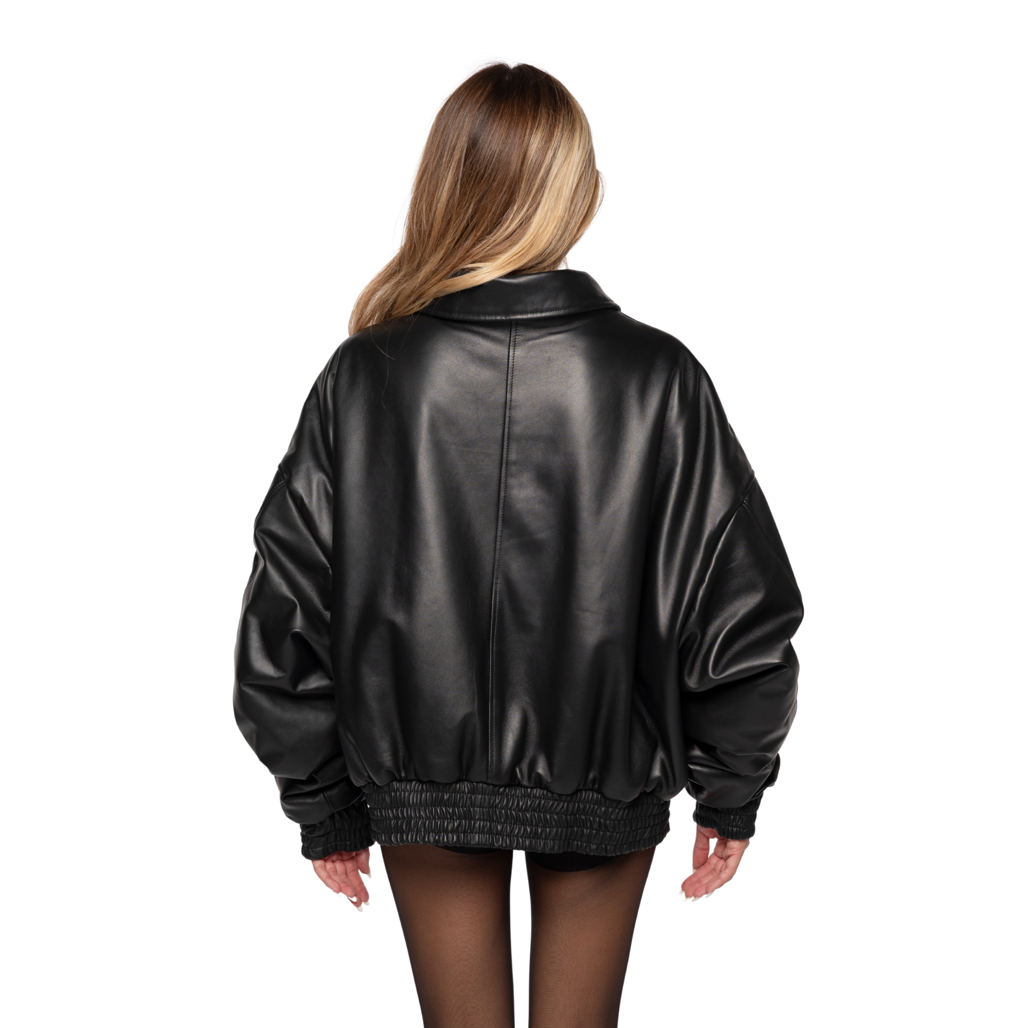 Shearling Leather Bomber Noir