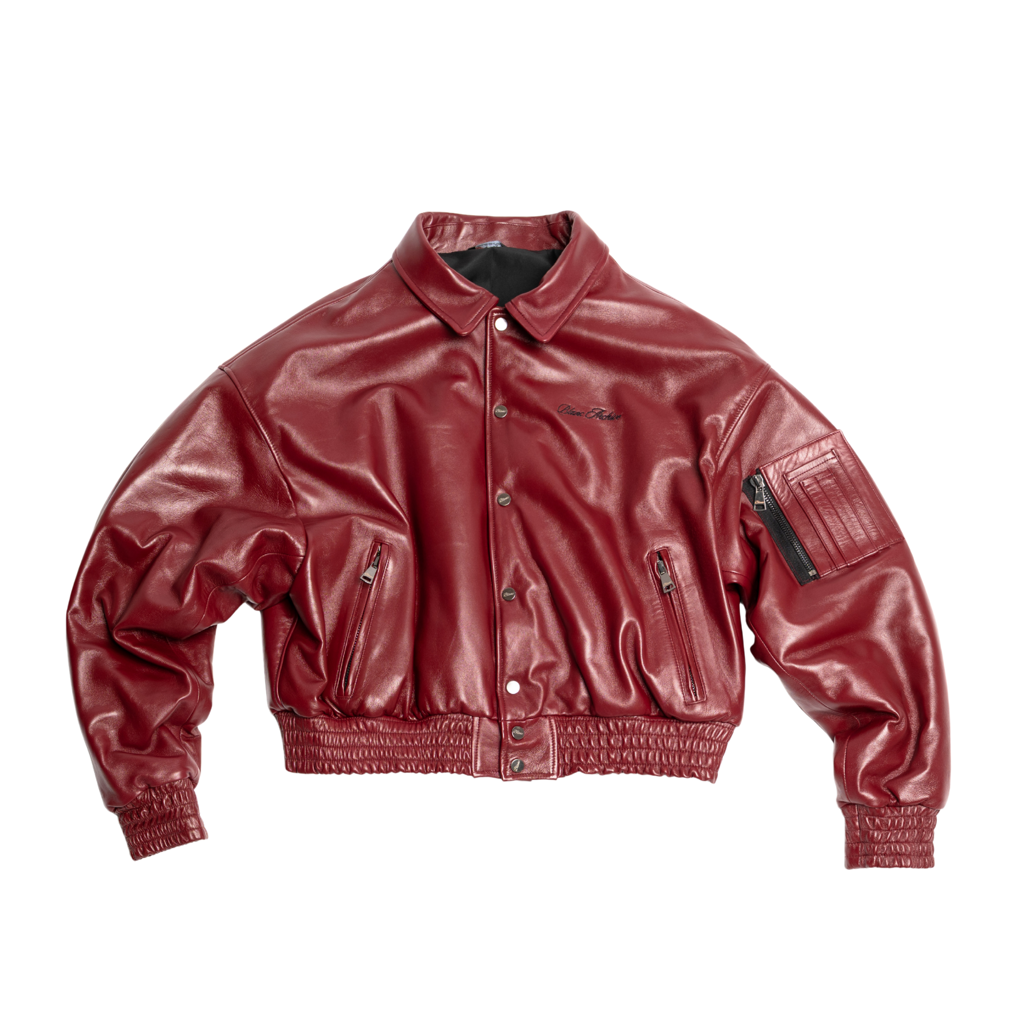 Shearling Leather Bomber Bordeaux